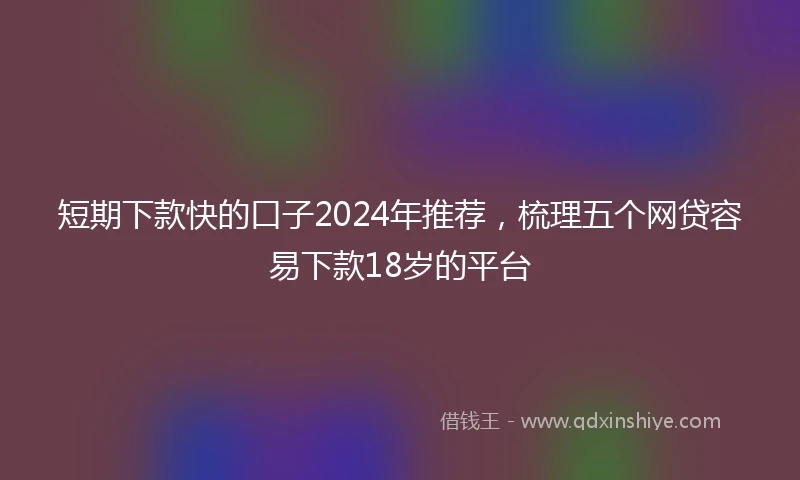 短期下款快的口子2024年推荐，梳理五个网贷容易下款18岁的平台