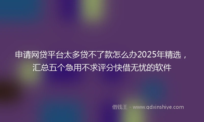 申请网贷平台太多贷不了款怎么办2025年精选，汇总五个急用不求评分快借无忧的软件