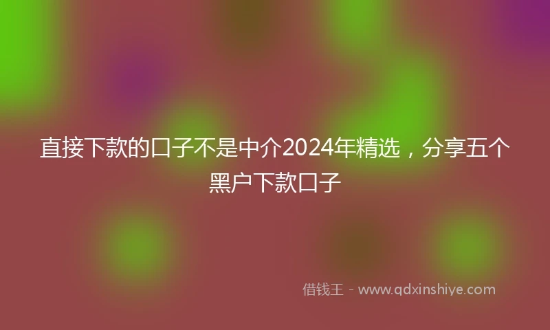 直接下款的口子不是中介2024年精选，分享五个黑户下款口子