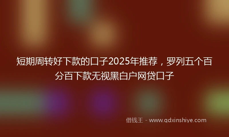 短期周转好下款的口子2025年推荐，罗列五个百分百下款无视黑白户网贷口子