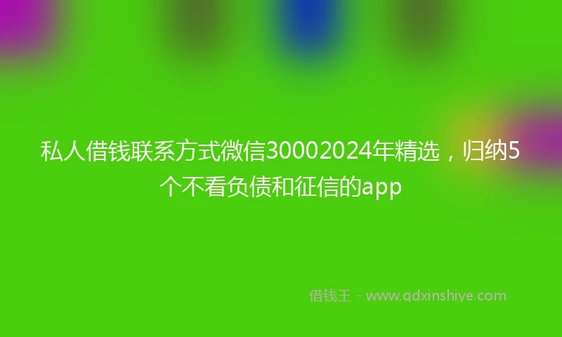私人借钱联系方式微信30002024年精选，归纳5个不看负债和征信的app