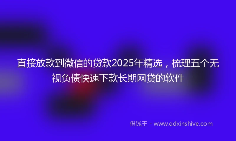 直接放款到微信的贷款2025年精选，梳理五个无视负债快速下款长期网贷的软件
