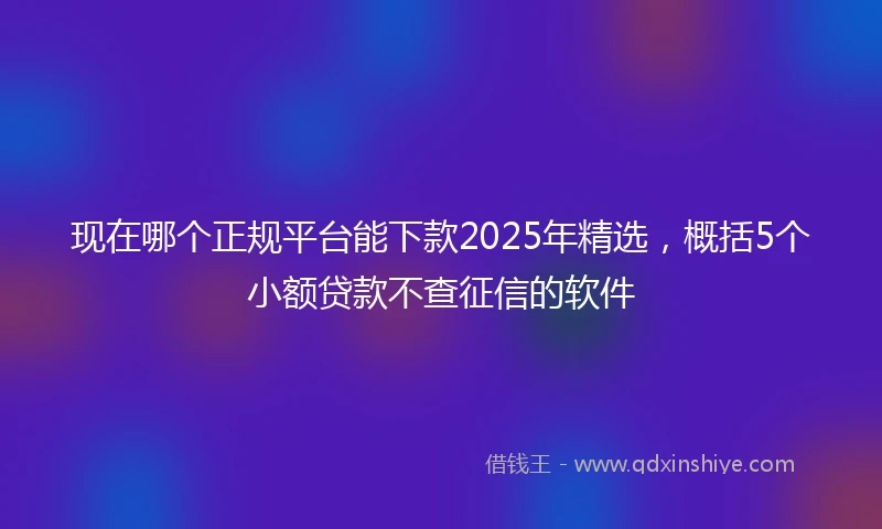 现在哪个正规平台能下款2025年精选，概括5个小额贷款不查征信的软件