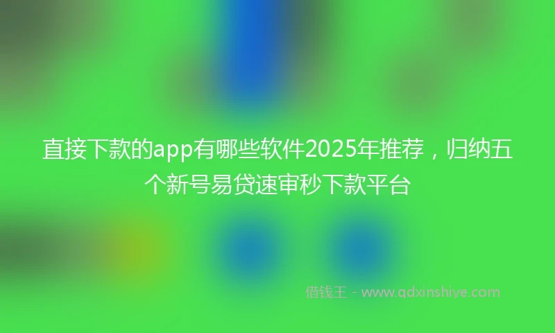 直接下款的app有哪些软件2025年推荐，归纳五个新号易贷速审秒下款平台