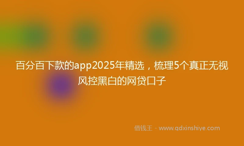 百分百下款的app2025年精选，梳理5个真正无视风控黑白的网贷口子