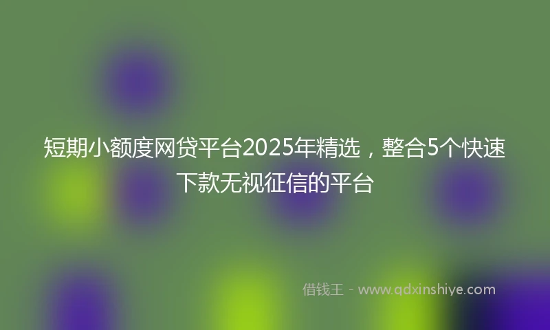 短期小额度网贷平台2025年精选，整合5个快速下款无视征信的平台