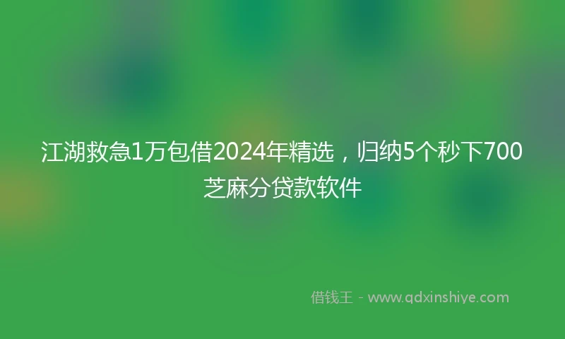 江湖救急1万包借2024年精选，归纳5个秒下700芝麻分贷款软件