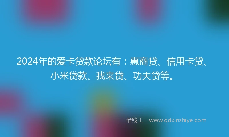 2024年的爱卡贷款论坛有：惠商贷、信用卡贷、小米贷款、我来贷、功夫贷等。