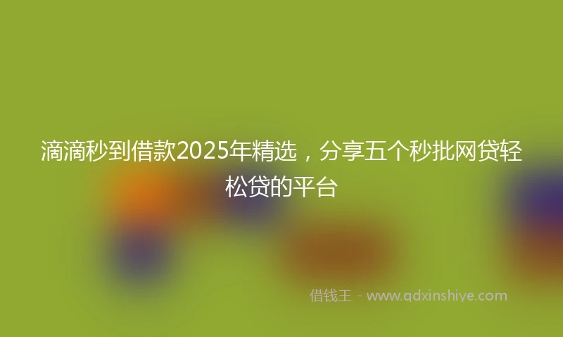 滴滴秒到借款2025年精选，分享五个秒批网贷轻松贷的平台