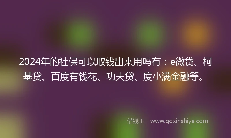 2024年的社保可以取钱出来用吗有：e微贷、柯基贷、百度有钱花、功夫贷、度小满金融等。