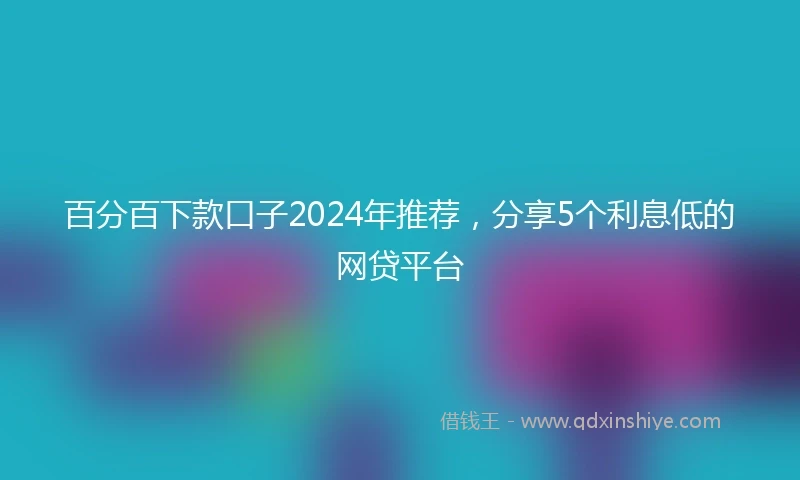 百分百下款口子2024年推荐，分享5个利息低的网贷平台