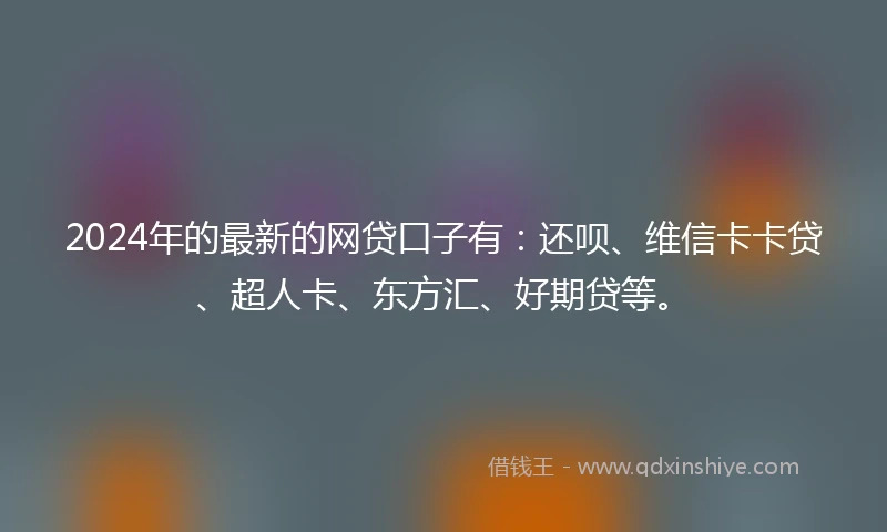 2024年的最新的网贷口子有：还呗、维信卡卡贷、超人卡、东方汇、好期贷等。