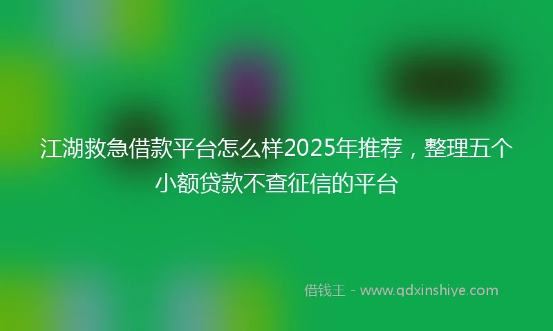 江湖救急借款平台怎么样2025年推荐，整理五个小额贷款不查征信的平台