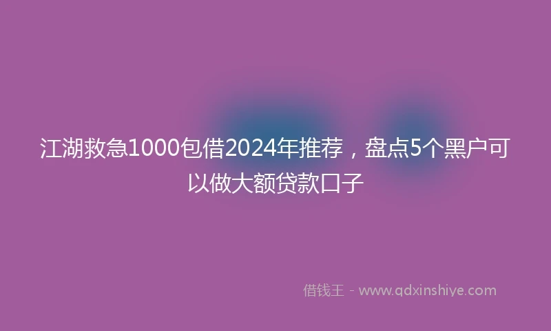江湖救急1000包借2024年推荐，盘点5个黑户可以做大额贷款口子