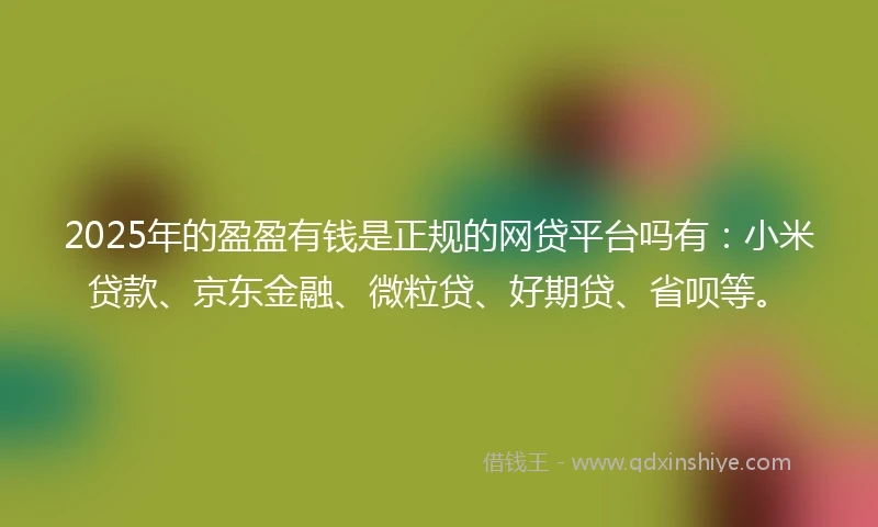 2025年的盈盈有钱是正规的网贷平台吗有：小米贷款、京东金融、微粒贷、好期贷、省呗等。