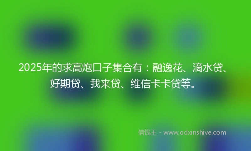 2025年的求高炮口子集合有：融逸花、滴水贷、好期贷、我来贷、维信卡卡贷等。