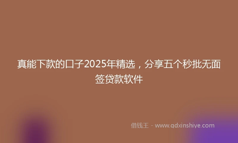 真能下款的口子2025年精选，分享五个秒批无面签贷款软件