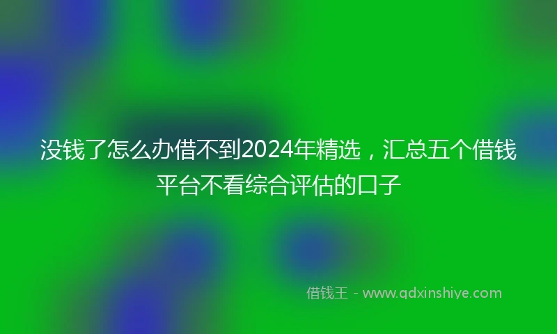 没钱了怎么办借不到2024年精选，汇总五个借钱平台不看综合评估的口子