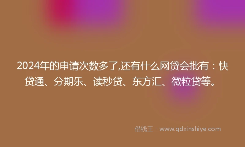 2024年的申请次数多了,还有什么网贷会批有：快贷通、分期乐、读秒贷、东方汇、微粒贷等。