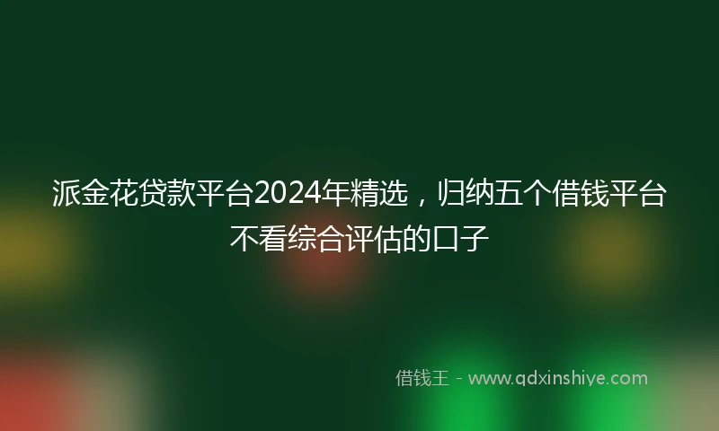 派金花贷款平台2024年精选，归纳五个借钱平台不看综合评估的口子