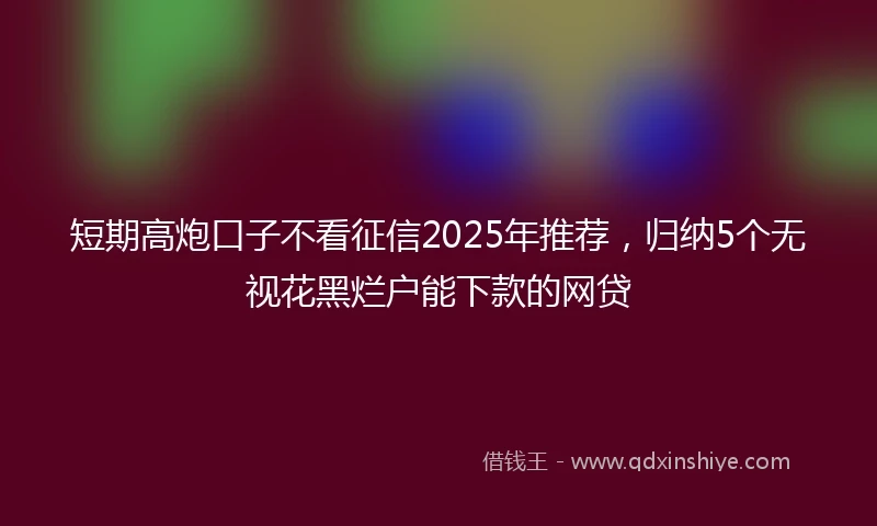 短期高炮口子不看征信2025年推荐，归纳5个无视花黑烂户能下款的网贷