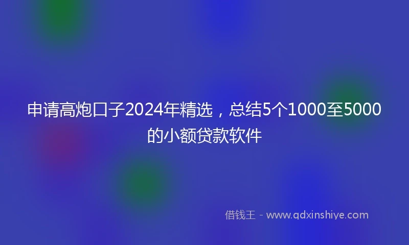 申请高炮口子2024年精选，总结5个1000至5000的小额贷款软件