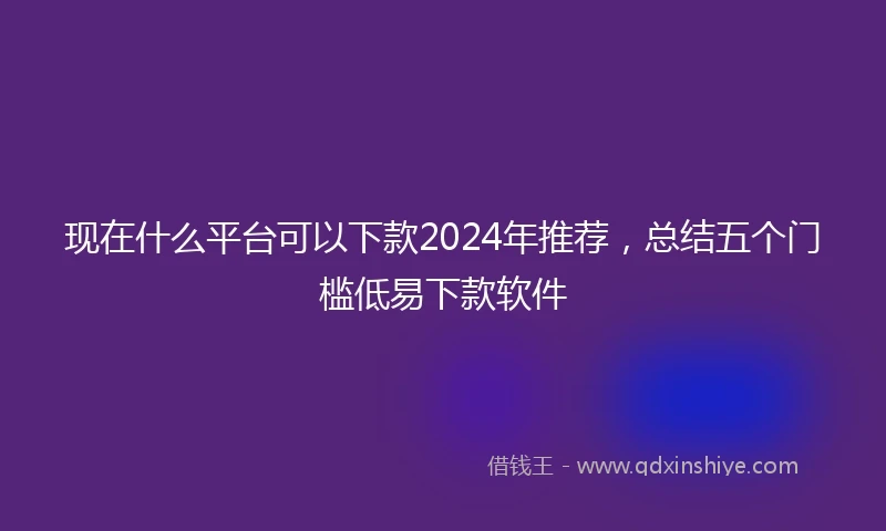现在什么平台可以下款2024年推荐，总结五个门槛低易下款软件