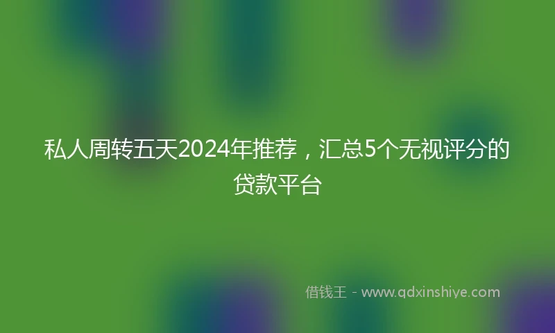 私人周转五天2024年推荐，汇总5个无视评分的贷款平台