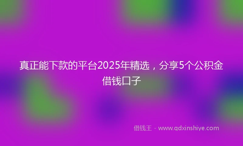 真正能下款的平台2025年精选，分享5个公积金借钱口子