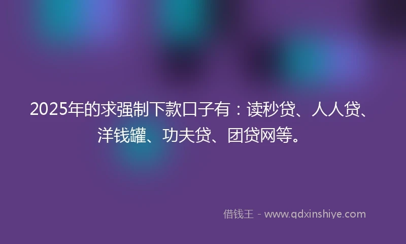 2025年的求强制下款口子有：读秒贷、人人贷、洋钱罐、功夫贷、团贷网等。