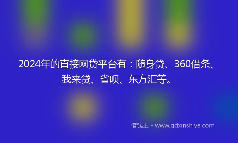 2024年的直接网贷平台有：随身贷、360借条、我来贷、省呗、东方汇等。