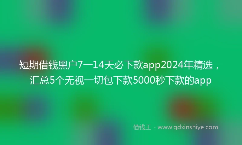 短期借钱黑户7一14天必下款app2024年精选，汇总5个无视一切包下款5000秒下款的app
