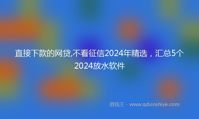 直接下款的网贷,不看征信2024年精选，汇总5个2024放水软件