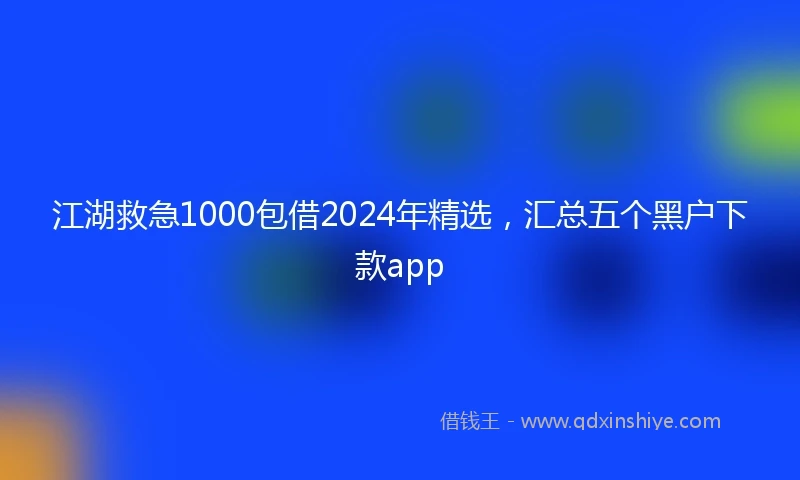 江湖救急1000包借2024年精选，汇总五个黑户下款app
