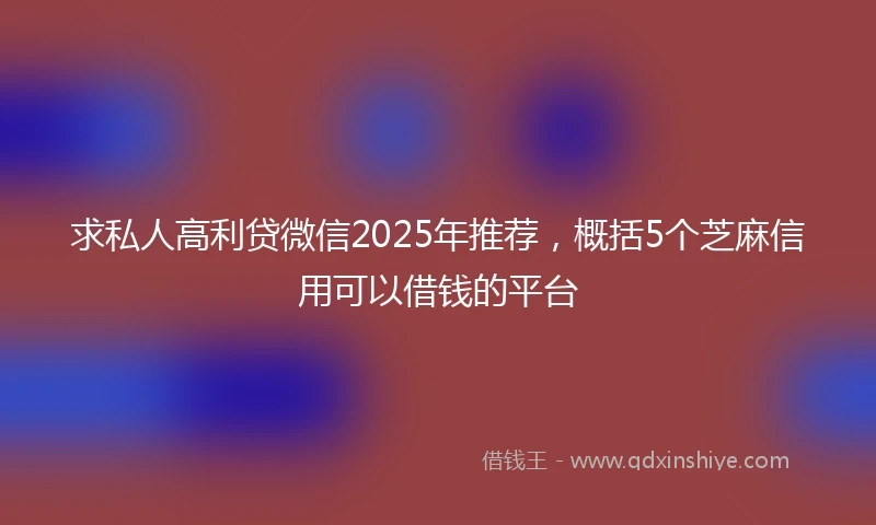 求私人高利贷微信2025年推荐,概括5个芝麻信用可以借钱的平台