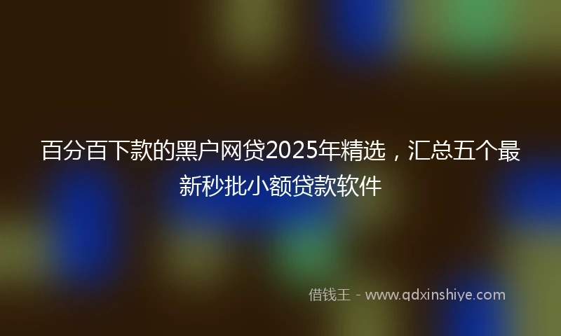百分百下款的黑户网贷2025年精选，汇总五个最新秒批小额贷款软件