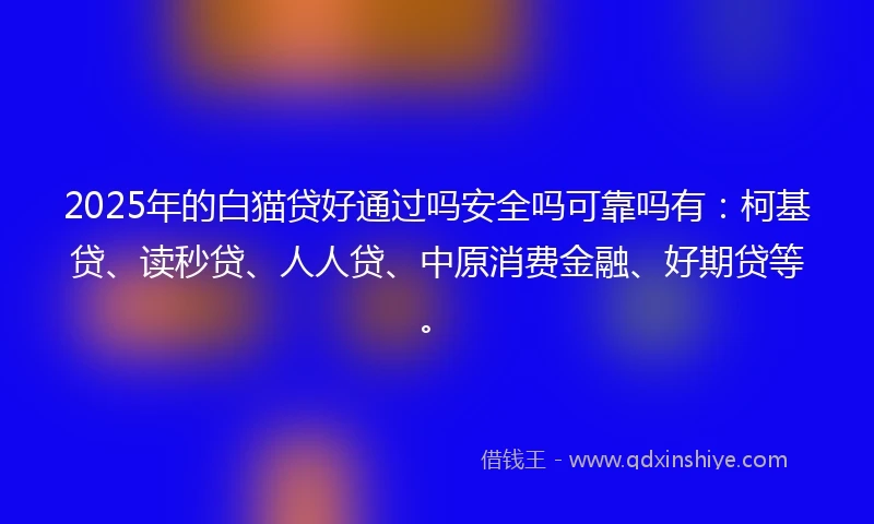 2025年的白猫贷好通过吗安全吗可靠吗有：柯基贷、读秒贷、人人贷、中原消费金融、好期贷等。