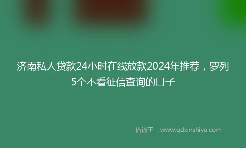 济南私人贷款24小时在线放款2024年推荐，罗列5个不看征信查询的口子