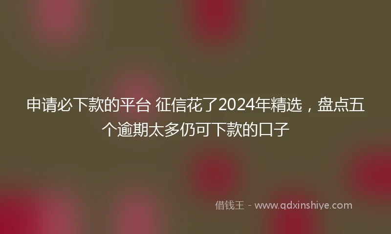 申请必下款的平台 征信花了2024年精选，盘点五个逾期太多仍可下款的口子