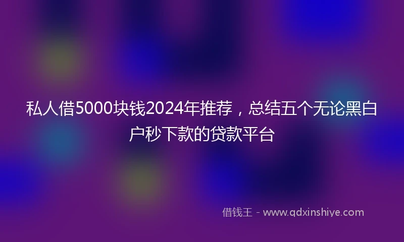 私人借5000块钱2024年推荐，总结五个无论黑白户秒下款的贷款平台