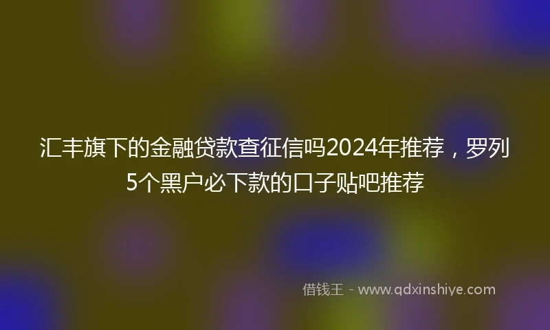 汇丰旗下的金融贷款查征信吗2024年推荐，罗列5个黑户必下款的口子贴吧推荐