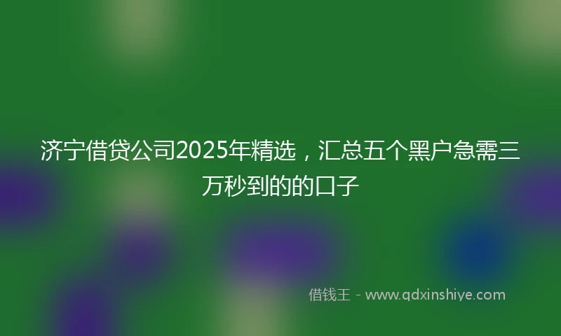 济宁借贷公司2025年精选，汇总五个黑户急需三万秒到的的口子