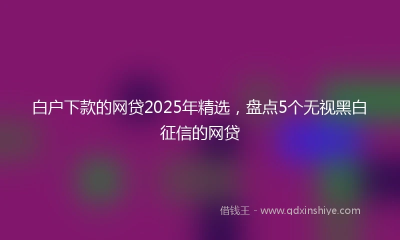 白户下款的网贷2025年精选，盘点5个无视黑白征信的网贷
