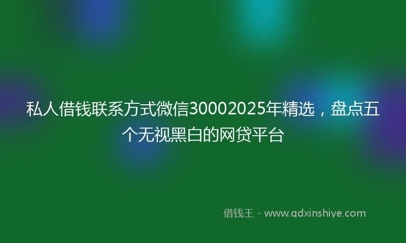 私人借钱联系方式微信30002025年精选，盘点五个无视黑白的网贷平台