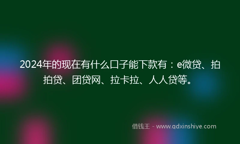 2024年的现在有什么口子能下款有：e微贷、拍拍贷、团贷网、拉卡拉、人人贷等。
