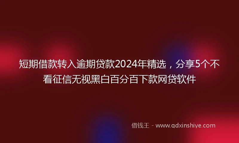 短期借款转入逾期贷款2024年精选，分享5个不看征信无视黑白百分百下款网贷软件