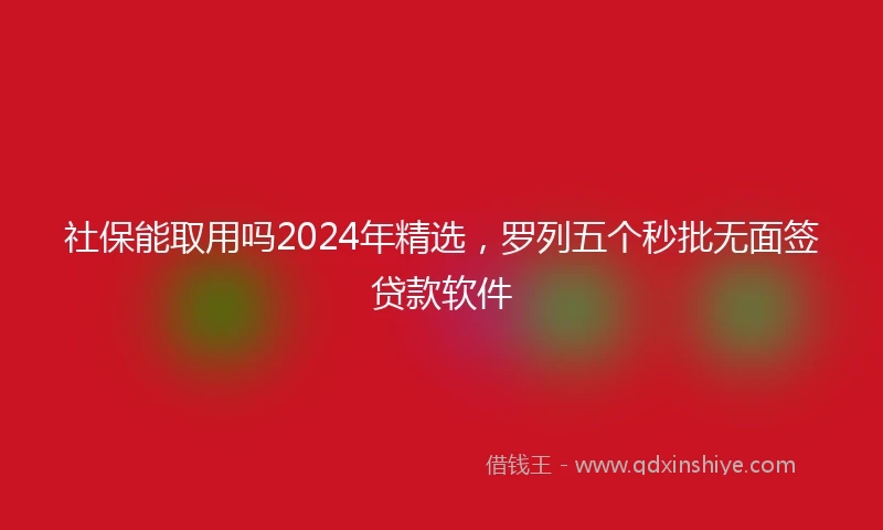 社保能取用吗2024年精选，罗列五个秒批无面签贷款软件