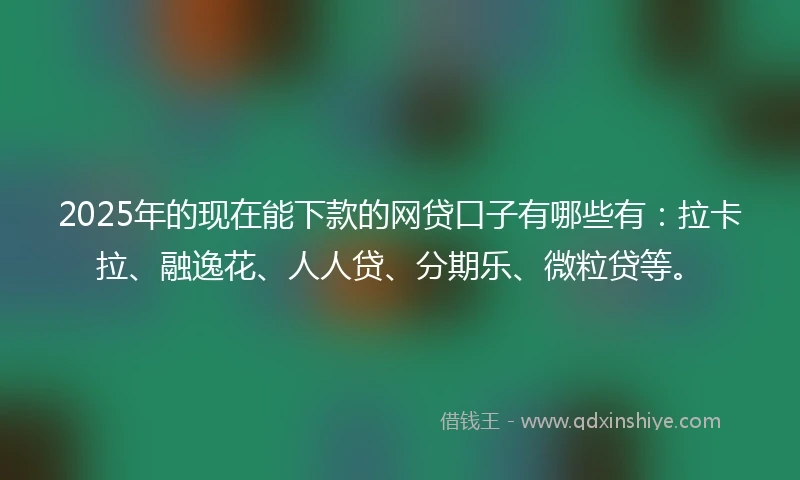 2025年的现在能下款的网贷口子有哪些有：拉卡拉、融逸花、人人贷、分期乐、微粒贷等。