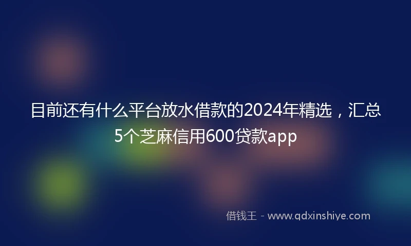目前还有什么平台放水借款的2024年精选，汇总5个芝麻信用600贷款app