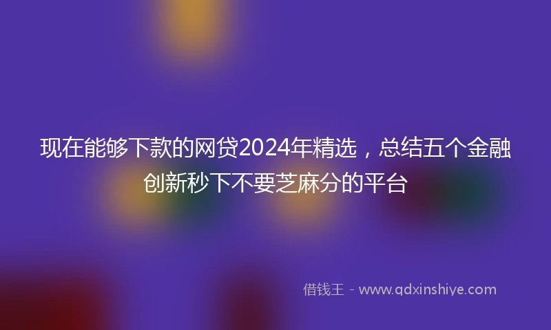 现在能够下款的网贷2024年精选，总结五个金融创新秒下不要芝麻分的平台